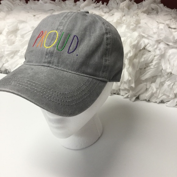 RAE DUNN PROUD Hat Adjustable Baseball Cap Gray NEW #2 Rainbow Letters - Picture 2 of 6